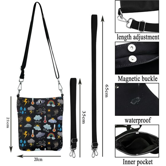 Weather Forecaster Meteorology Graduation Gift Canvas Crossbody Bag - Lightweigh - Picture 3 of 7